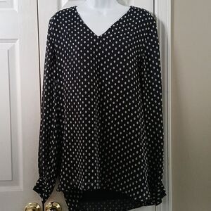 Banana Republic navy blue v-neck long sleeve tunic blouse Sz L NWT